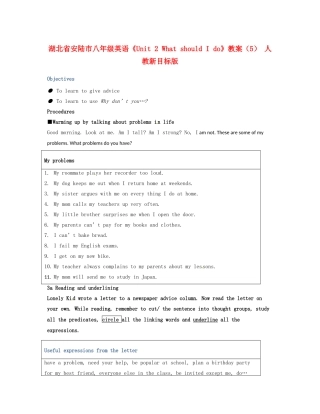 湖北省安陆市八年级英语《Unit 2 What should I do》教案（5） 人教新目标版