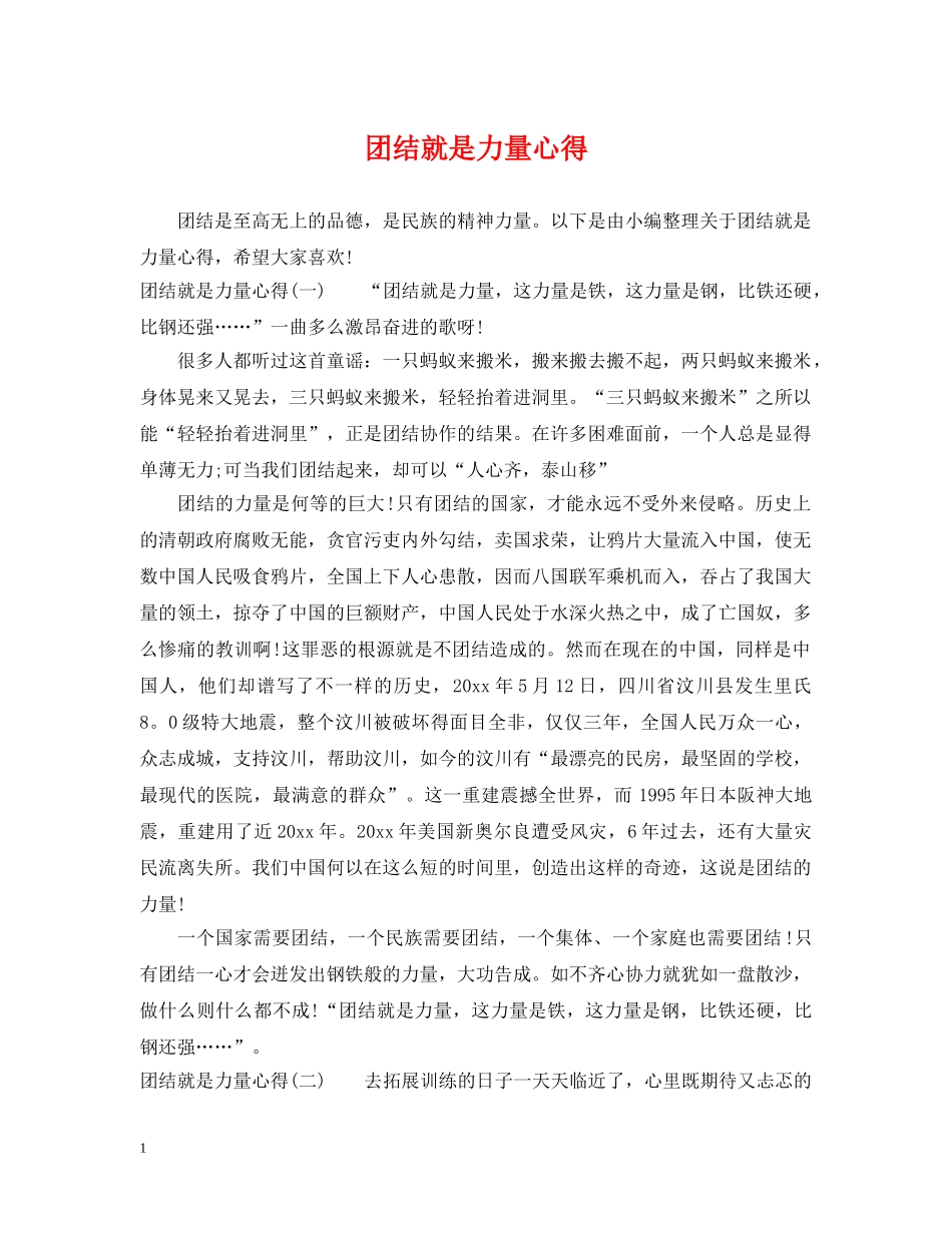 团结就是力量心得 _第1页