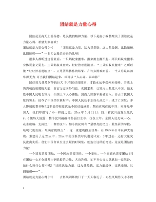 团结就是力量心得 