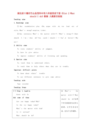 湖北省十堰市竹山县茂华中学八年级英语下册《Unit 2 What should I do》教案（1） 人教新目标版