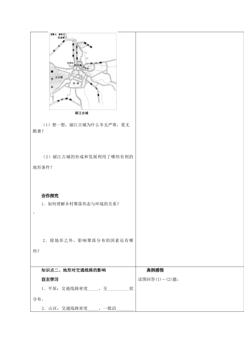 高一地理精品学案——4.2《 地表形态对聚落及交通线路分布的影响》 鲁教版必修2_第2页
