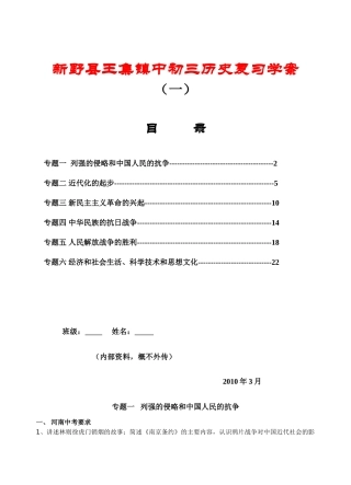 河南省南阳市新野县王集镇中九年级历史复习学案（一）人教版