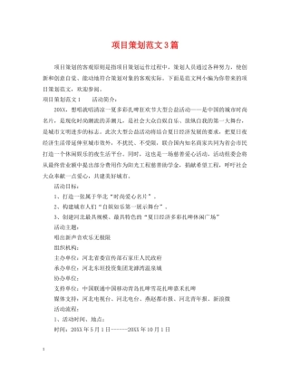 项目策划范文3篇 