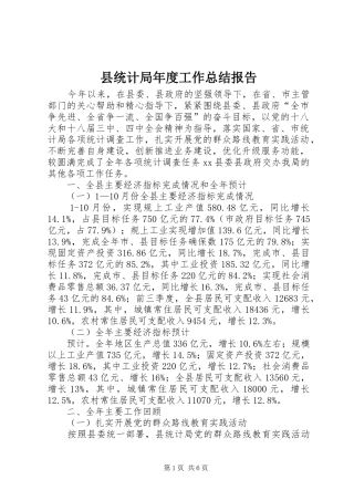 县统计局年度工作总结报告 