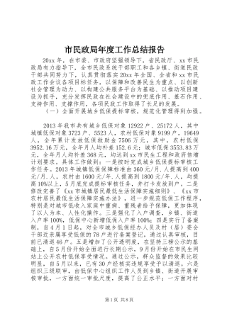 市民政局年度工作总结报告 
