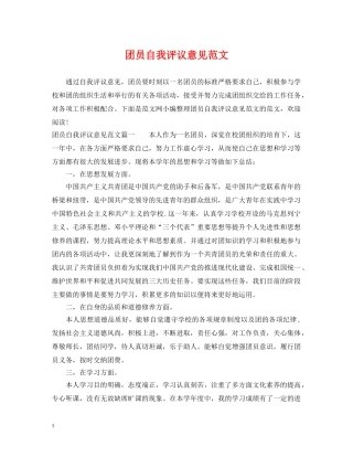 团员自我评议意见范文 