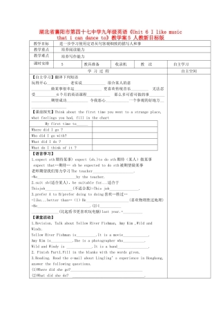 湖北省襄阳市第四十七中学九年级英语《Unit 6 I like music that i can dance to》教学案5 人教新目标版