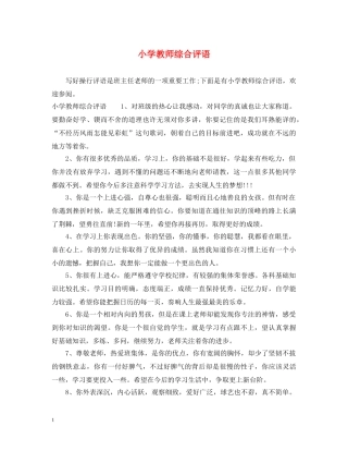 小学教师综合评语 
