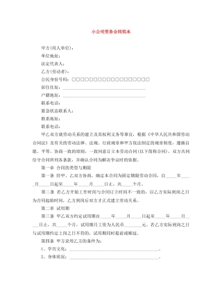 小公司劳务合同范本 