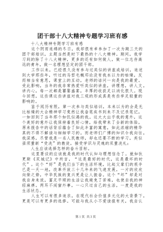 团干部十八大精神专题学习班有感
