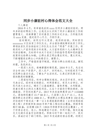 同步小康驻村体会心得范文大全