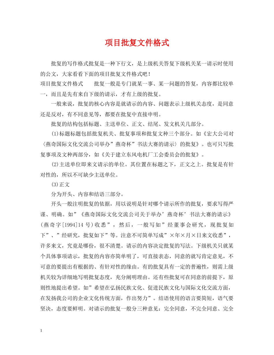 项目批复文件格式 _第1页