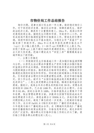 市物价局工作总结报告 