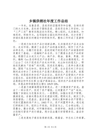 乡镇供销社年度工作总结 