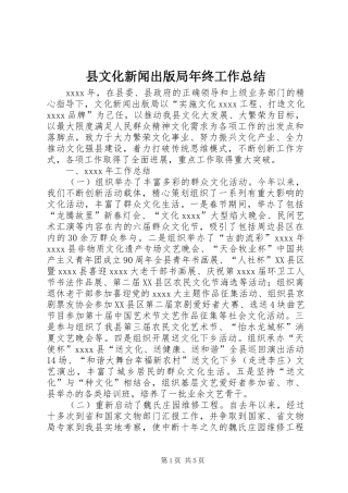 县文化新闻出版局年终工作总结 