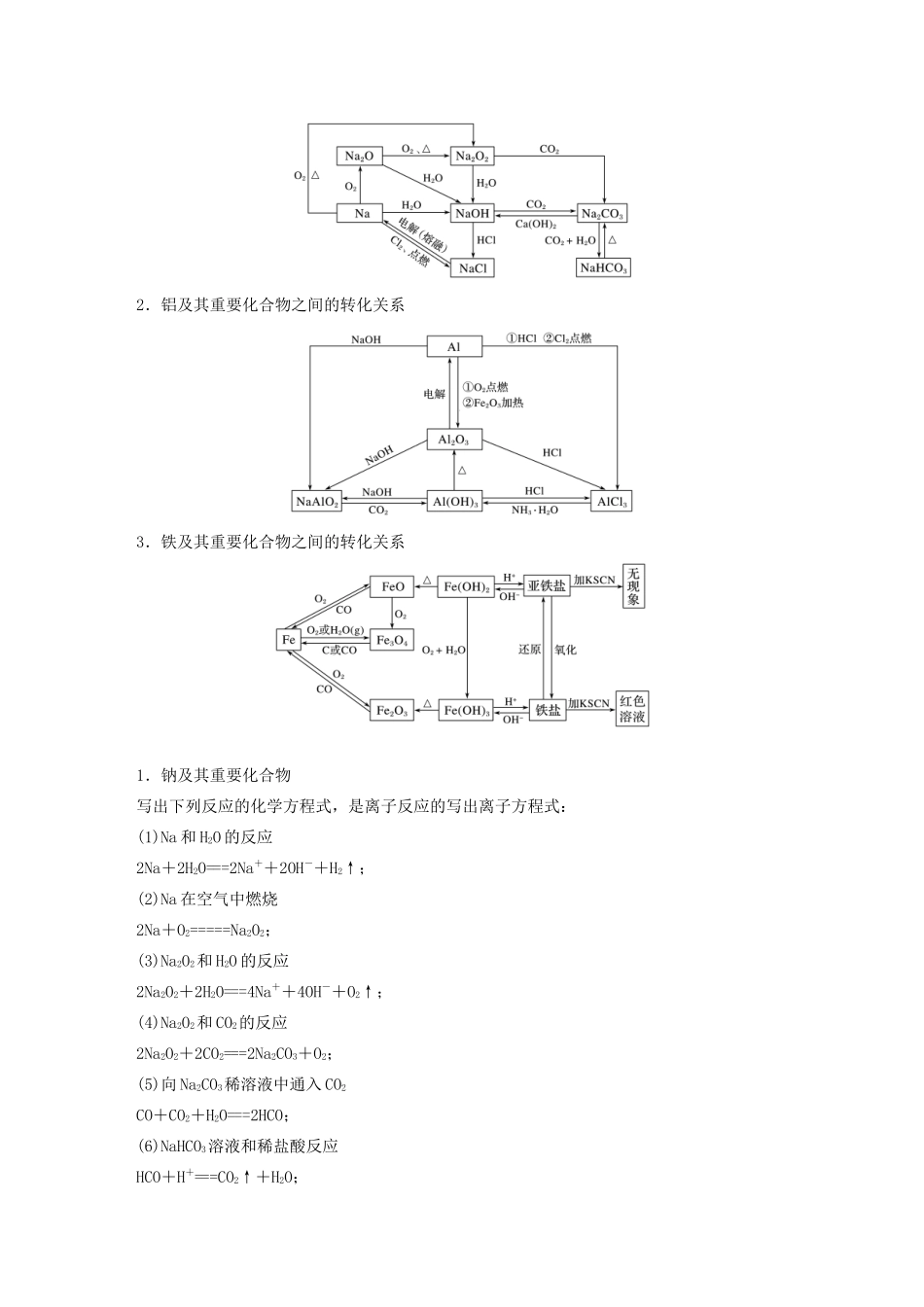 高中化学 第三章 金属及其化合物本章总结学案 新人教版必修1-新人教版高中必修1化学学案_第2页