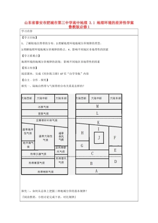 山东省泰安市肥城市第三中学高中地理 3.1 地理环境的差异性学案 鲁教版必修1