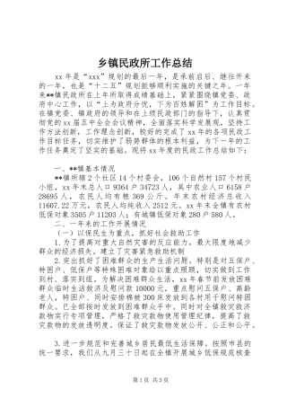 乡镇民政所工作总结 