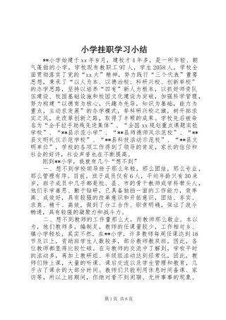 小学挂职学习小结 