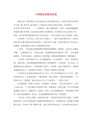 小学班主任阳光评语 