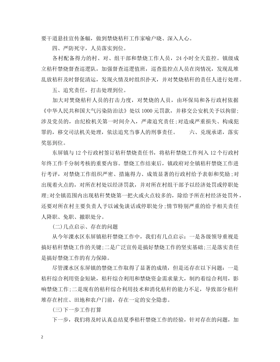 乡镇夏季秸秆禁烧工作汇报_第2页