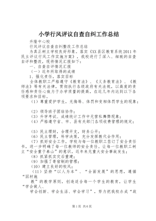 小学行风评议自查自纠工作总结 