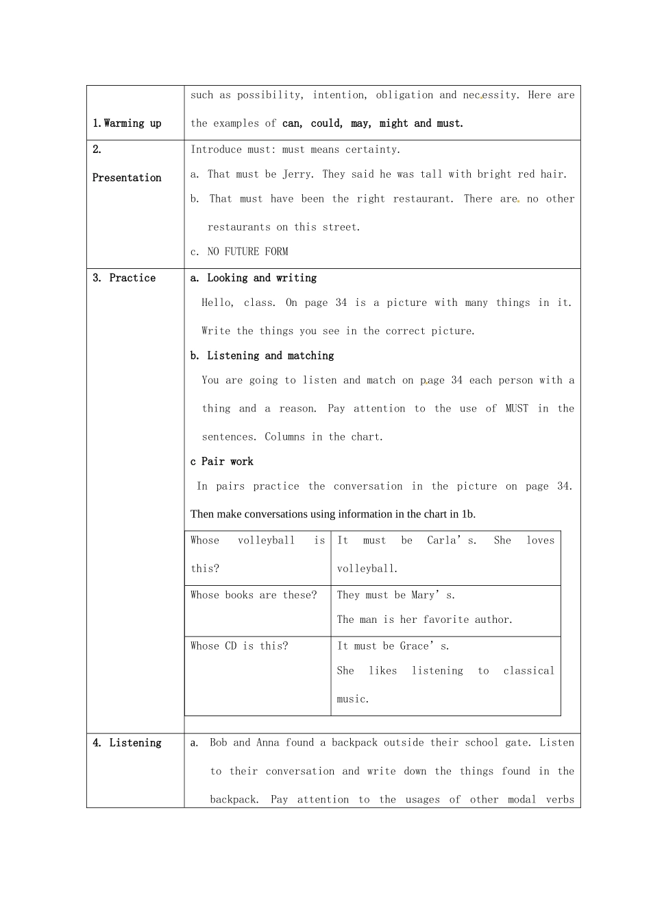 黑龙江省铁力市第五中学九年级英语全册 Unit 5 It must belong to Carla Period 1教案 人教新目标版_第2页