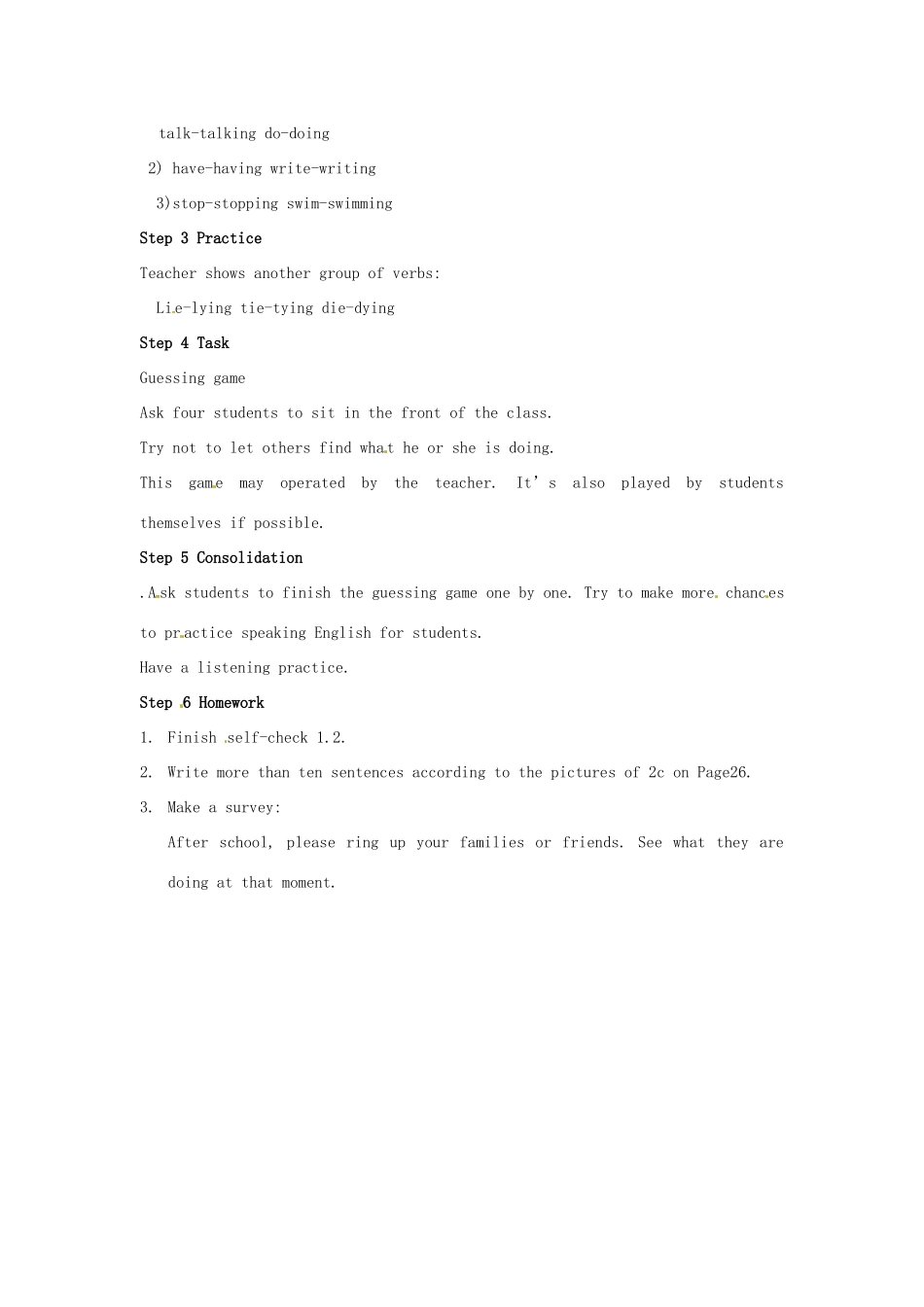 河南省南乐县张果屯乡中学七年级英语下册《Unit 5 I'm watching TV Section A》教案 人教新目标版_第2页