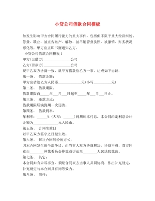 小贷公司借款合同模板 