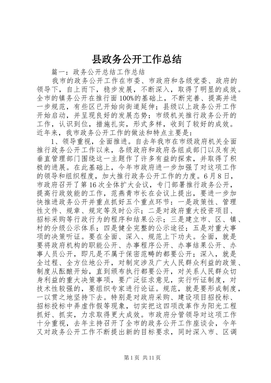 县政务公开工作总结 _第1页