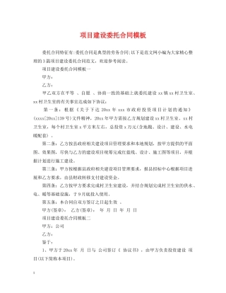 项目建设委托合同模板 