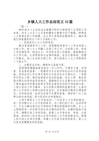 乡镇人大工作总结范文10篇 