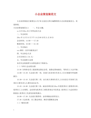小企业策划案范文 