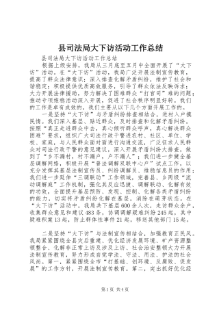 县司法局大下访活动工作总结 