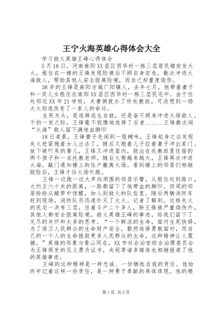 王宁火海英雄体会心得大全