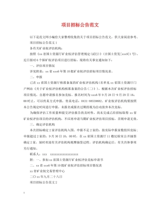 项目招标公告范文 