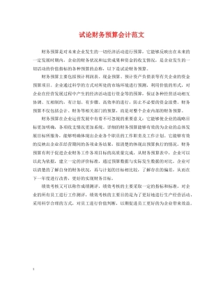 试论财务预算会计范文 
