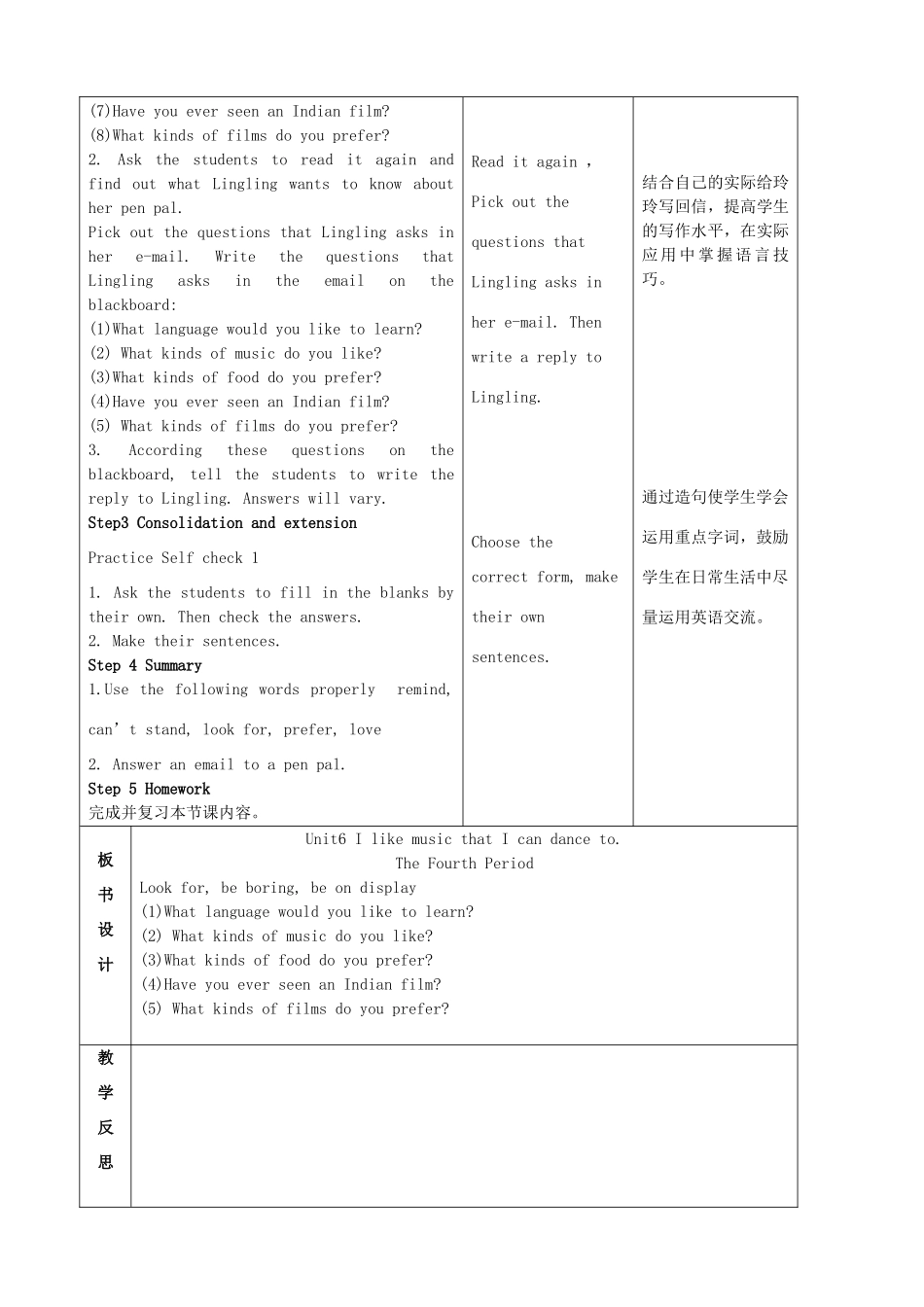 陕西省神木县大保当中学九年级英语 Unit 6 I like music that I can dance to period 5教案 人教新目标版_第2页