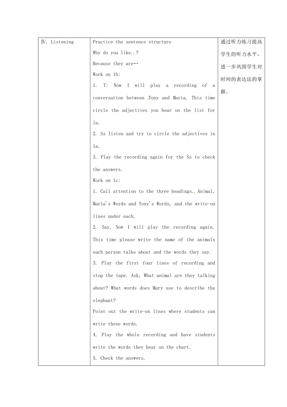 海南省万宁市思源实验学校七年级英语下册《Unit 5 Why do you like pandas Period 3 Section B(1a-2c)》教案 （新版）人教新目标版_第3页