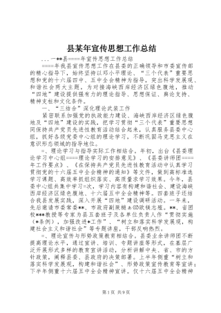 县某年宣传思想工作总结 