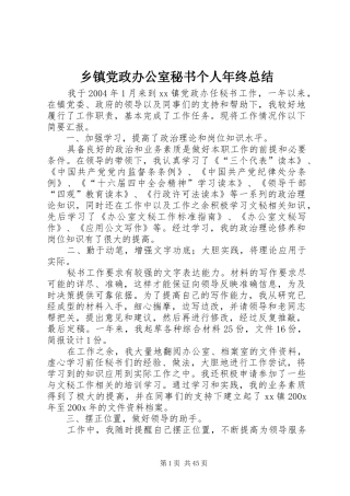 乡镇党政办公室秘书个人年终总结 