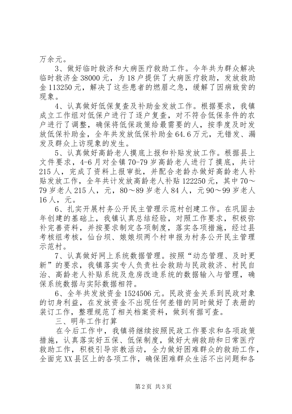 乡镇民政工作总结 _第2页