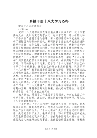 乡镇干部十八大学习体会