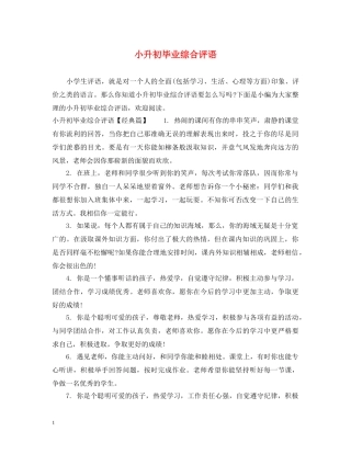 小升初毕业综合评语 