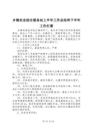 乡镇农业综合服务站上半年工作总结和下半年工作打算 