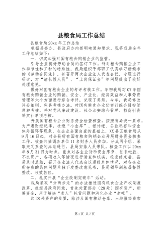 县粮食局工作总结 