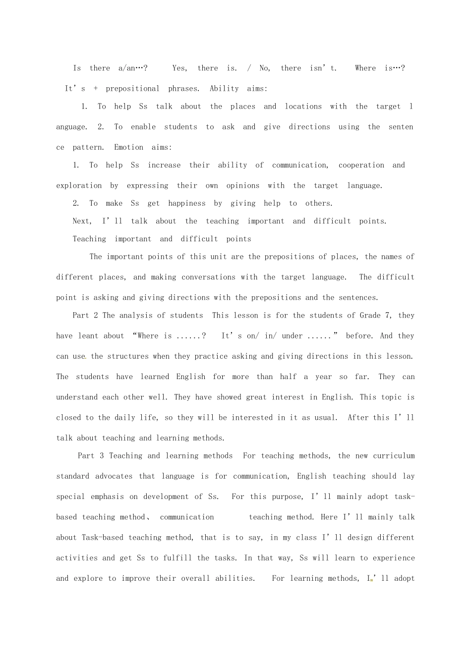 河北省滦平县七年级英语下册 Unit 8 Is there a post office near here说课稿1 （新版）人教新目标版-（新版）人教新目标版初中七年级下册英语教案_第2页