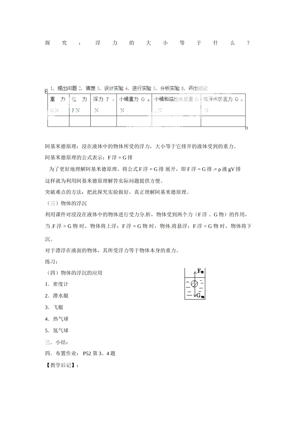 2014-2015八年级物理下册 第十章 浮力 第一节 浮力教案 （新版）新人教版_第2页