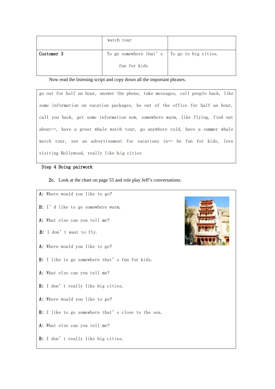 河南省南乐县张果屯乡中学九年级英语《Unit 7 Where would you like to visit： Period 2》教案 人教新目标版_第3页
