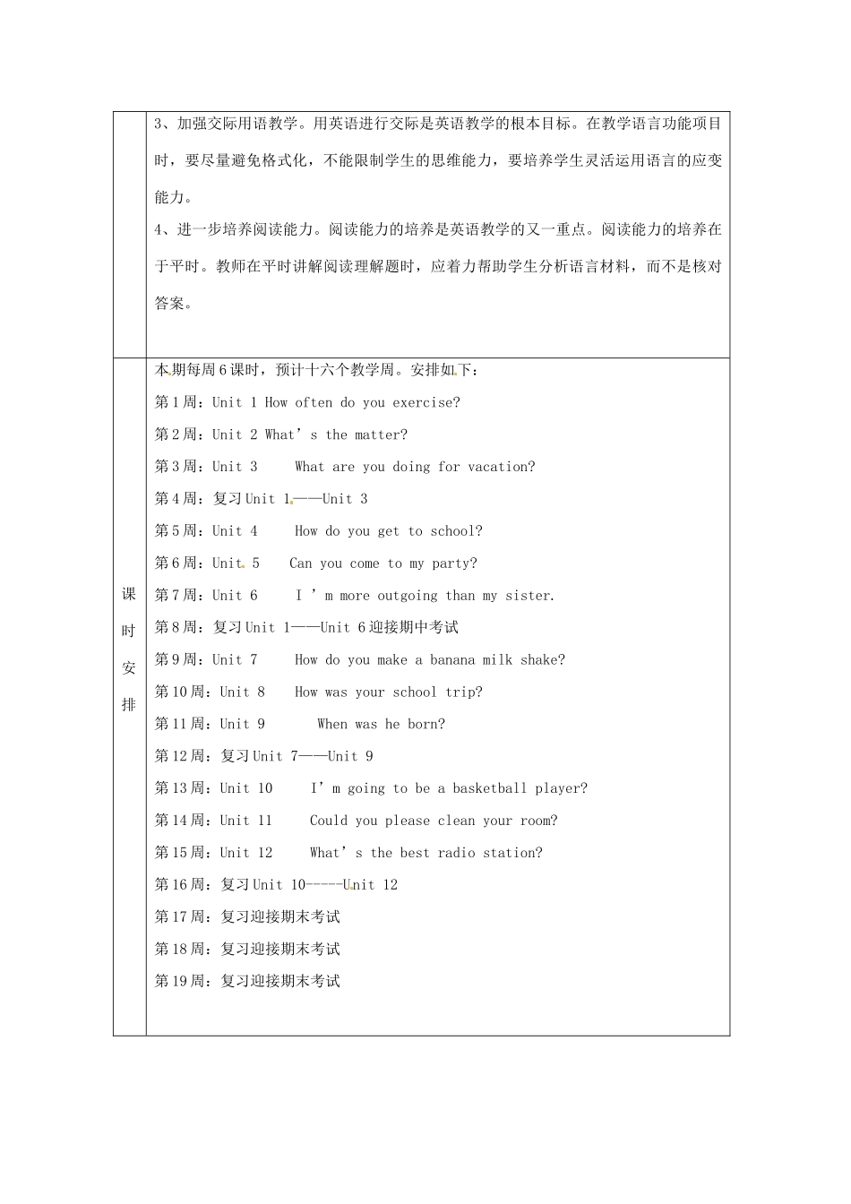 辽宁省凌海市石山初级中学八年级英语上学期教学计划 人教新目标版_第3页